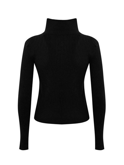 Maglia crop a costine in viscosa nero Liviana Conti | F4WF08Y69-0